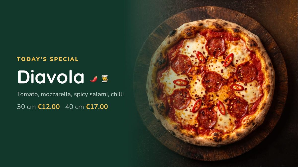 Today's special: the diavola with its two prices