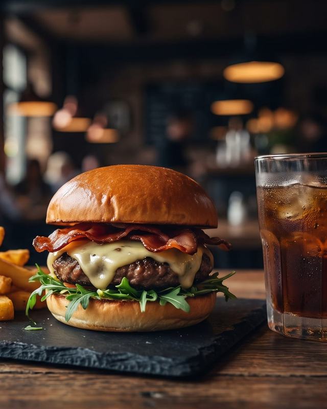 A burger and fries