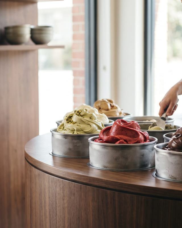 Tubs of colourful gelato