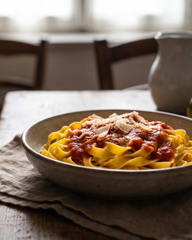 A bowl of fresh tagliatelle