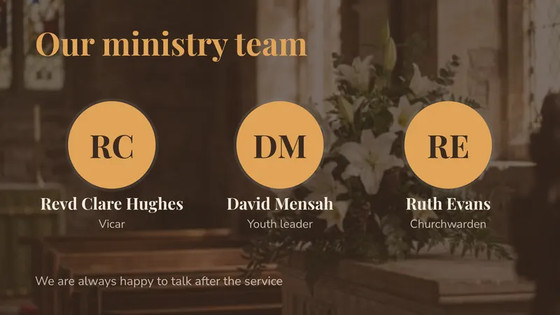 Who we are: The ministry team, with faces. An easyCMS Studio template.
