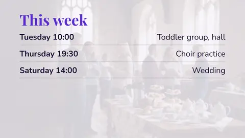 Die Vorlage Diese Woche: Gruppen, Proben und Hochzeiten der Woche