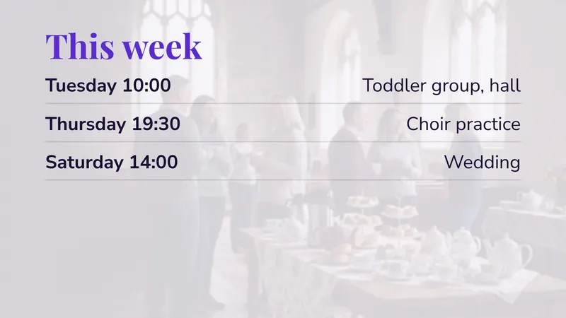 This week: Groups, practice, weddings. An easyCMS Studio template.