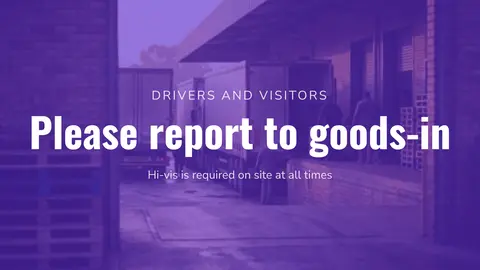 Goods-in welcome: para conductores y visitantes. Una plantilla de easyCMS Studio.