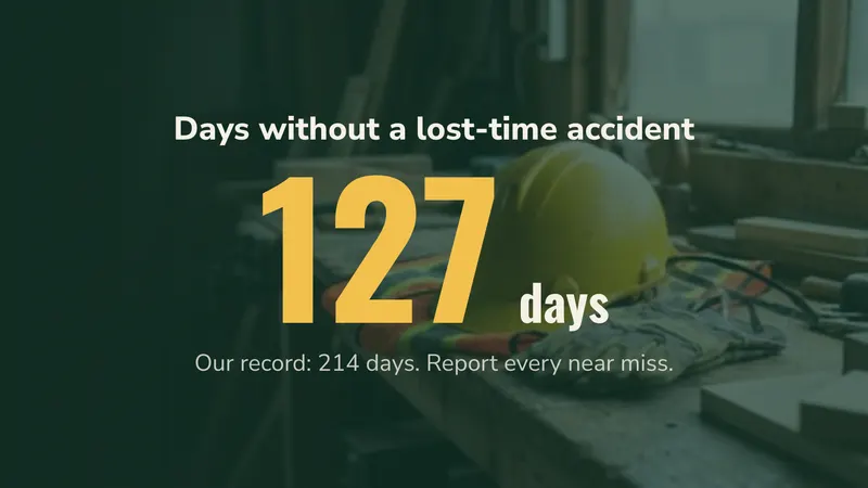 Days without an accident: Counts up by itself every day. An easyCMS Studio template.