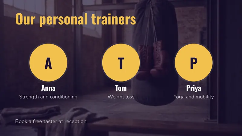 Our trainers: Faces and specialities. An easyCMS Studio template.