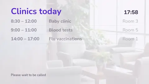 Clinics today: qué hay, cuándo y dónde. Una plantilla de easyCMS Studio.