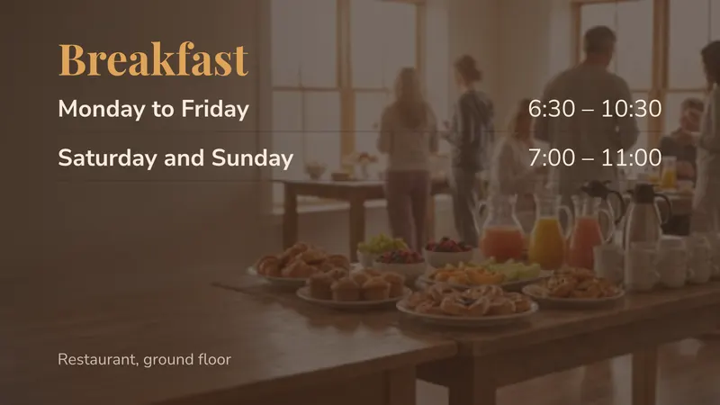 Breakfast times: Where and when. An easyCMS Studio template.