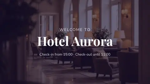 Lobby welcome: Check-in- und Check-out-Zeiten. Eine Vorlage aus easyCMS Studio.