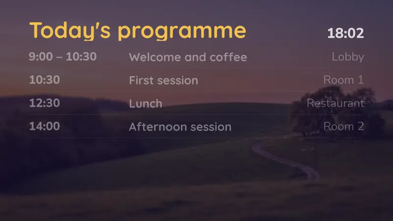 Today's programme: Now and next, by itself. An easyCMS Studio template.