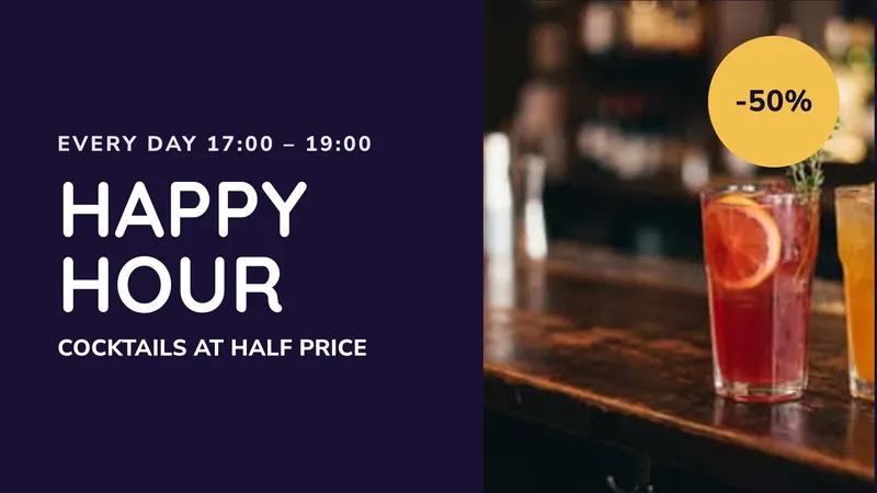 Happy hour: Evening drinks offer. An easyCMS Studio template.