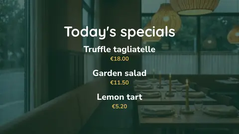 Today's specials: Jeden Tag neu. Eine Vorlage aus easyCMS Studio.