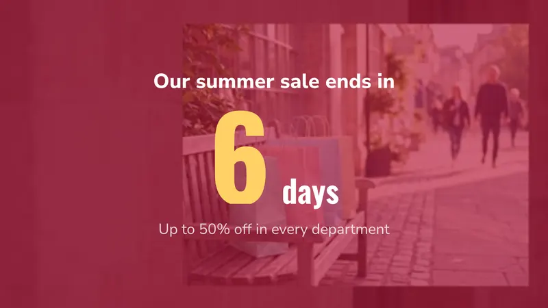 Sale countdown: Days left, counting down. An easyCMS Studio template.