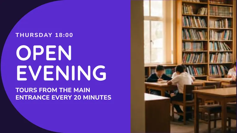 Open evening: An event with a time. An easyCMS Studio template.