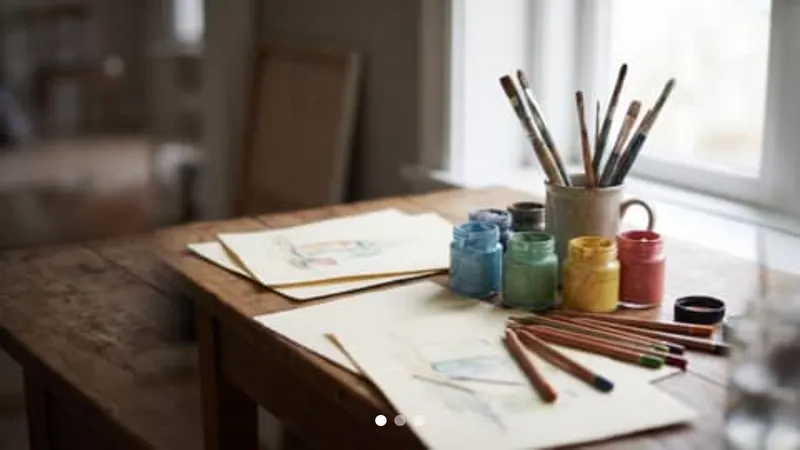 Student work: Art, photos, the school play. An easyCMS Studio template.