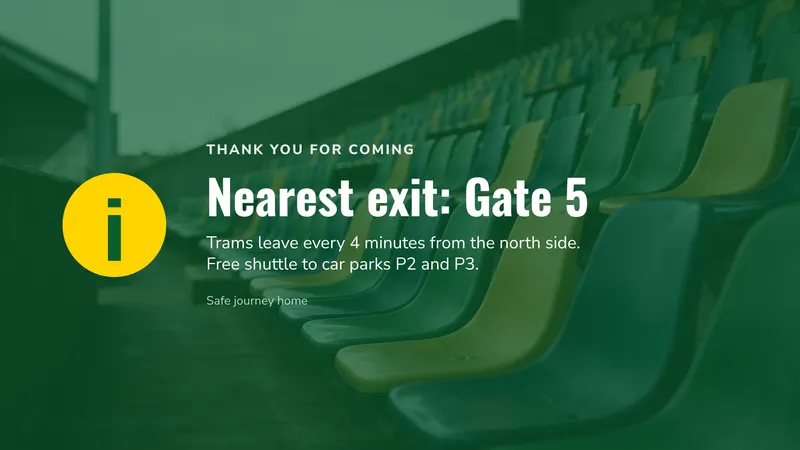 After the final whistle: Exits and transport. An easyCMS Studio template.