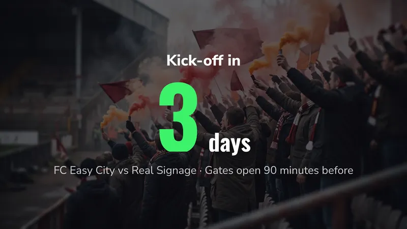 Kick-off countdown: Days to the next match. An easyCMS Studio template.