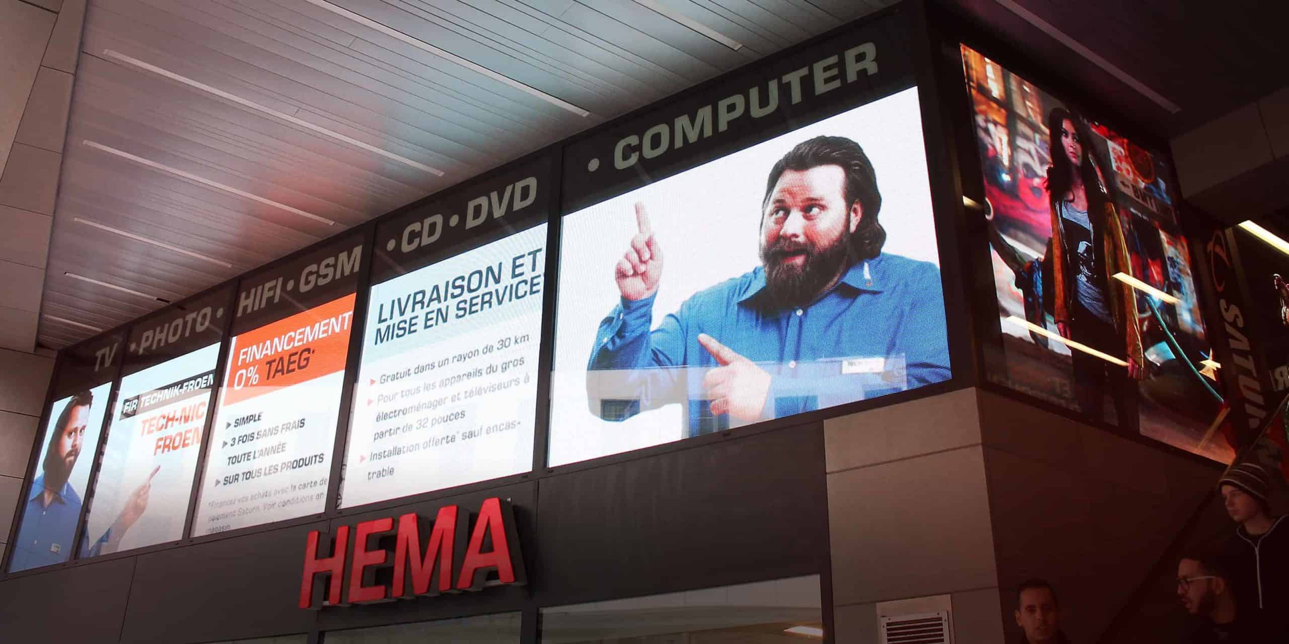 Large LED banner display running easyCMS content